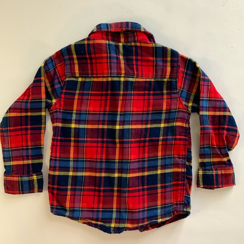 Carter's Red and Blue Plaid Button Down Shirt Boys 24 Months - Picture 3 of 7